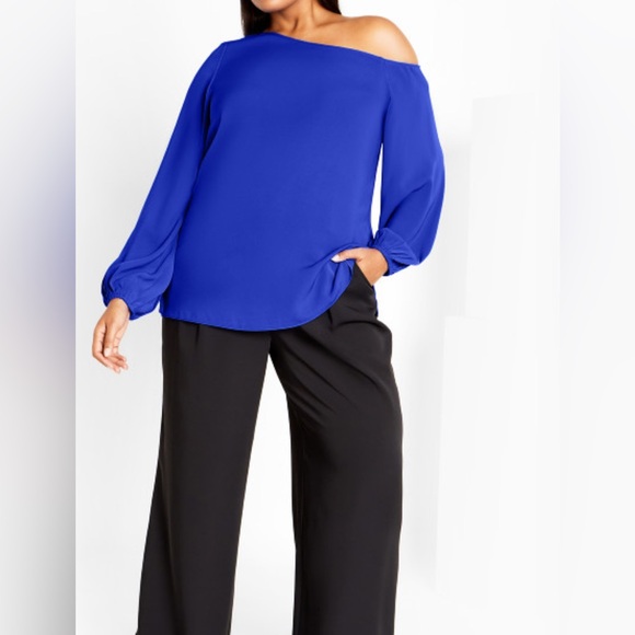 CITY CHIC Women’s Blouse TWYLA in ULTRA BLUE SZ 24 - Picture 2 of 4